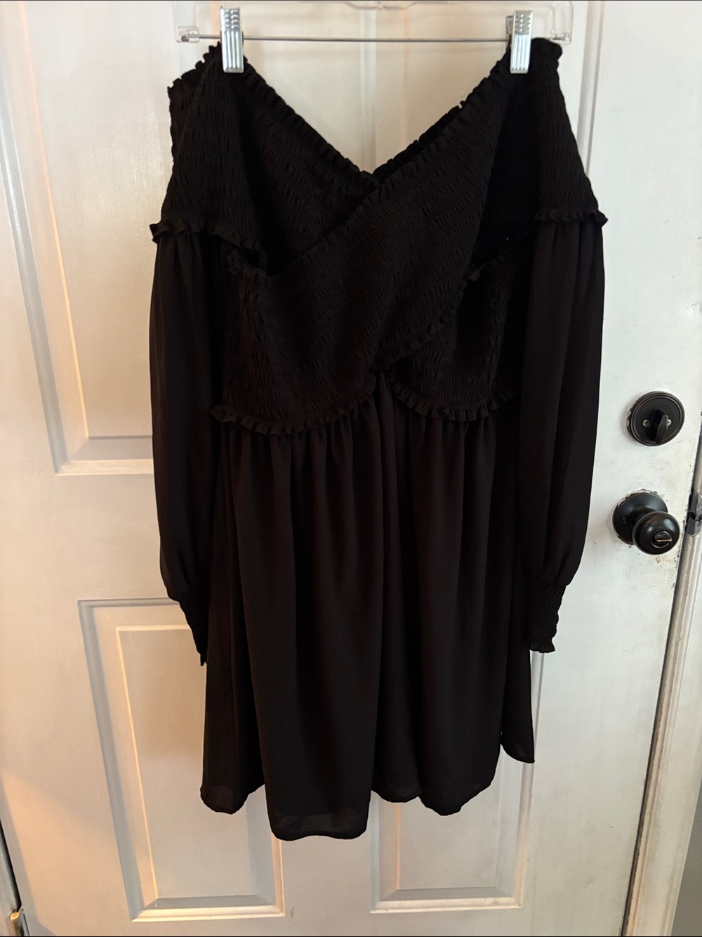 The Impeccable Pig Black Off-Shoulder Long Sleeve Dress